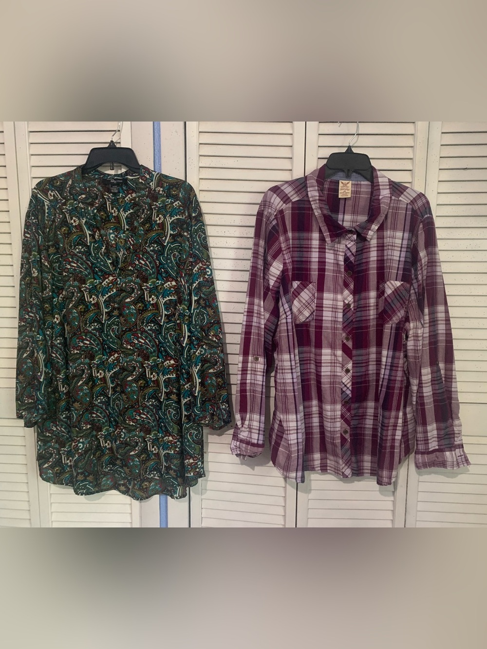 Faded Glory Purple Plaid Button-Up Shirt & Riley & James Paisley Print Bundle